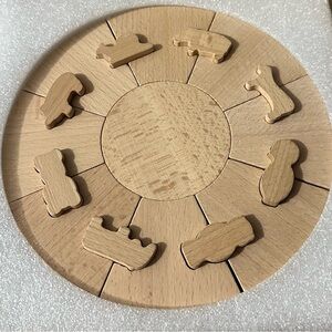 Natural Wood Critter Puzzle Disks For 36+ Months NEW